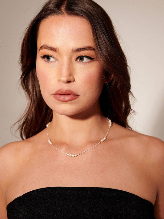 Trio Pearl Sterling Silver Plated Necklace