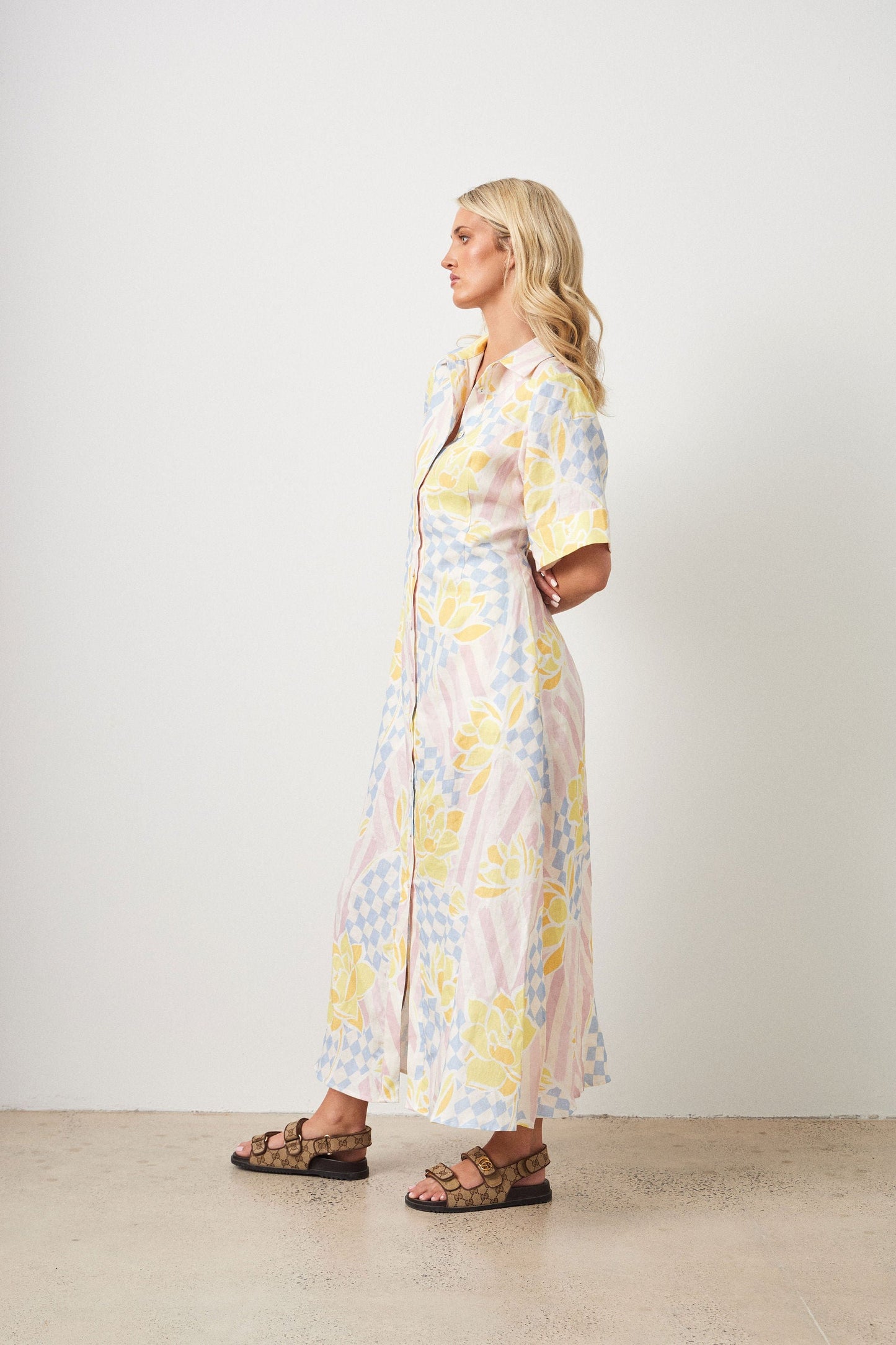 Hyams Linen Dress Pastel Lotus
