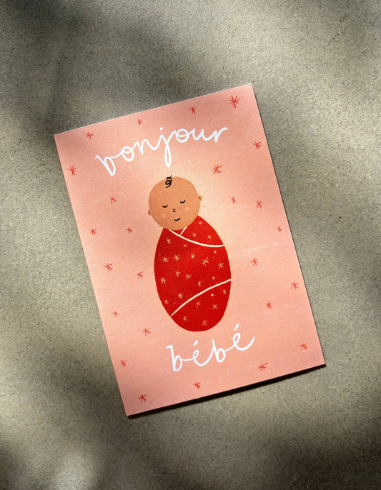 Bonjour Bebe Pink Baby Card