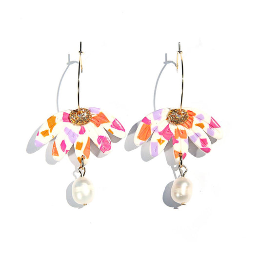 Confetti Pink Flower Earrings