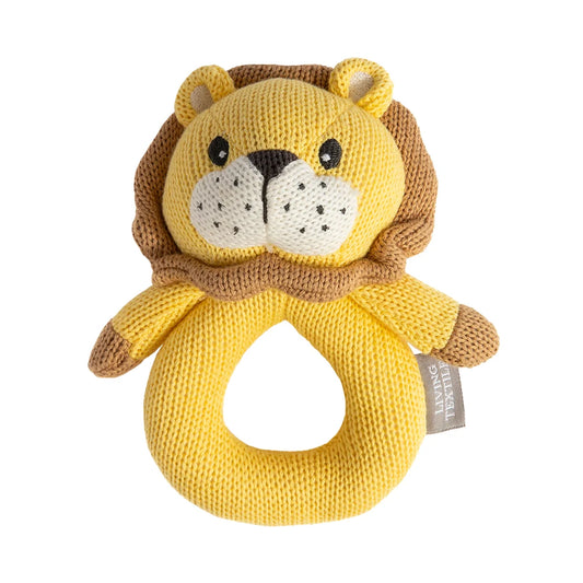 Knitted Ring Rattle - Leo the Lion