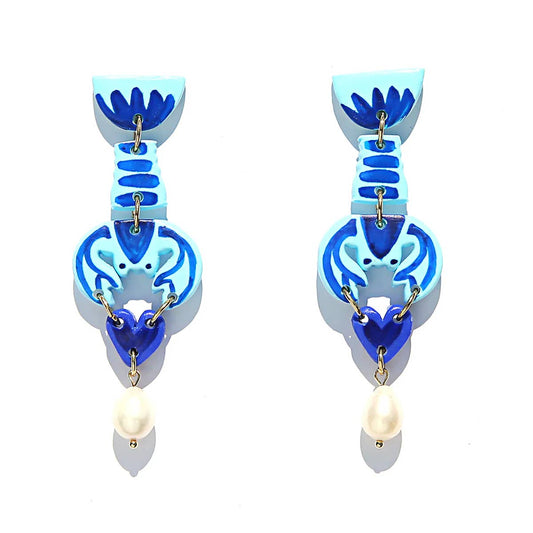 Blue Lobster Earrings