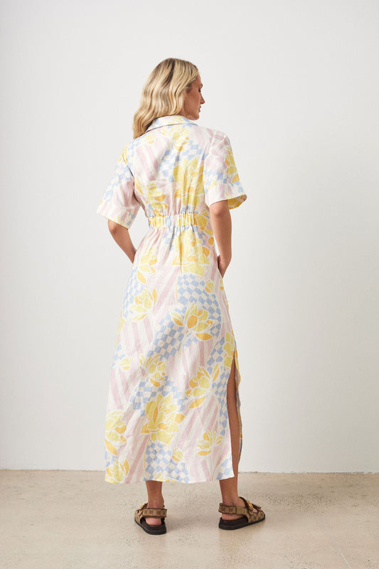 Hyams Linen Dress Pastel Lotus