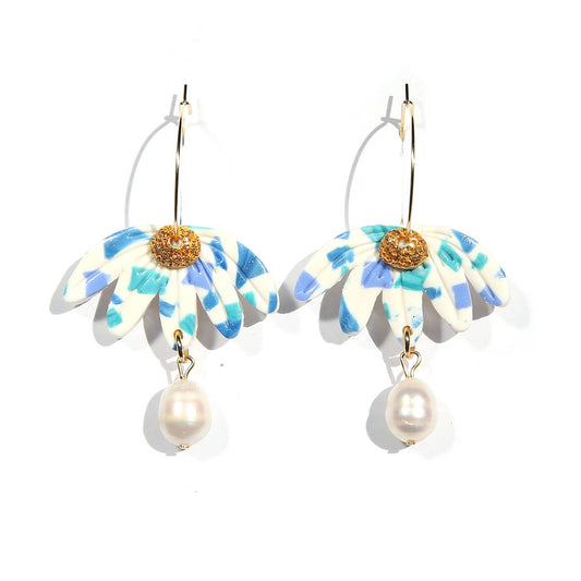 Confetti Blue Flower Earrings