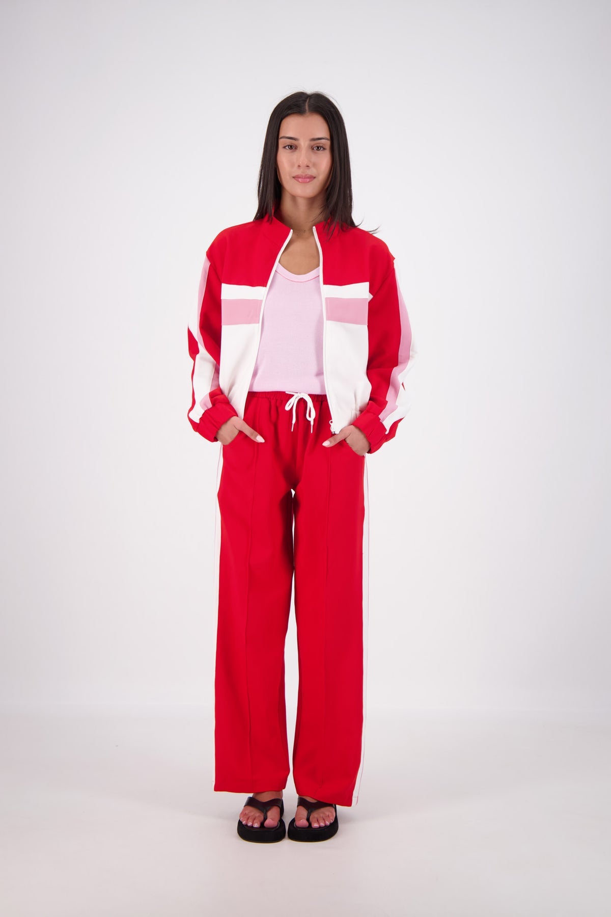 Cassis Funnel Neck Jacket Red