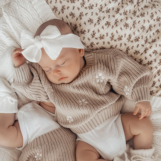 Chunky Knit Jumper with Flowers