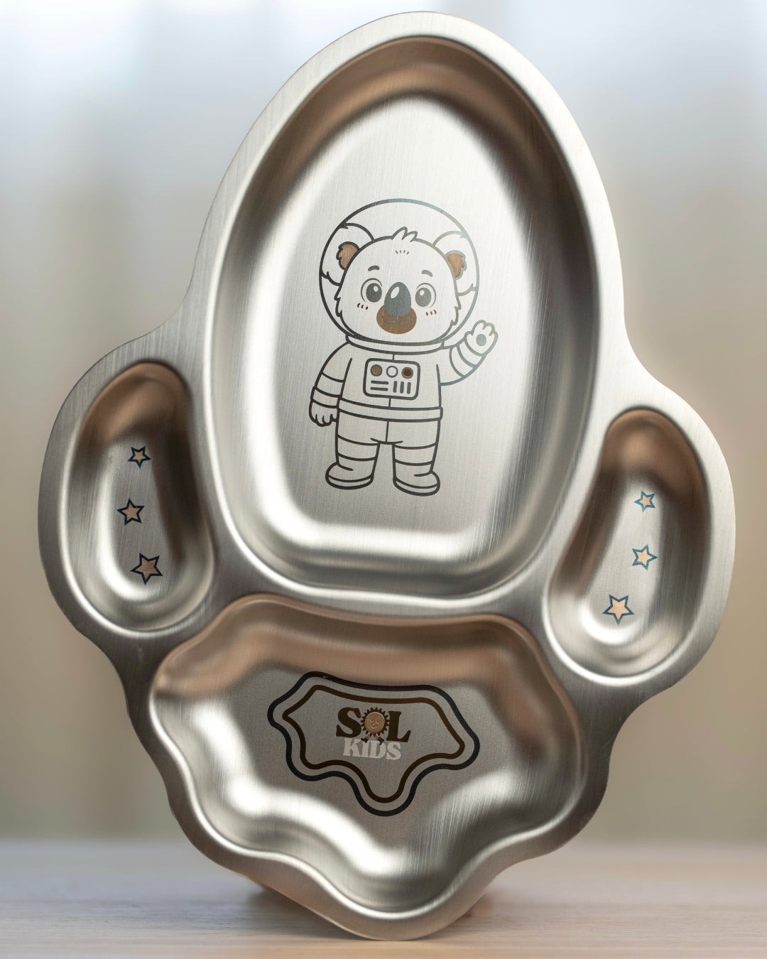 Large Stainless Steel Kids Plate - Rocket or Van