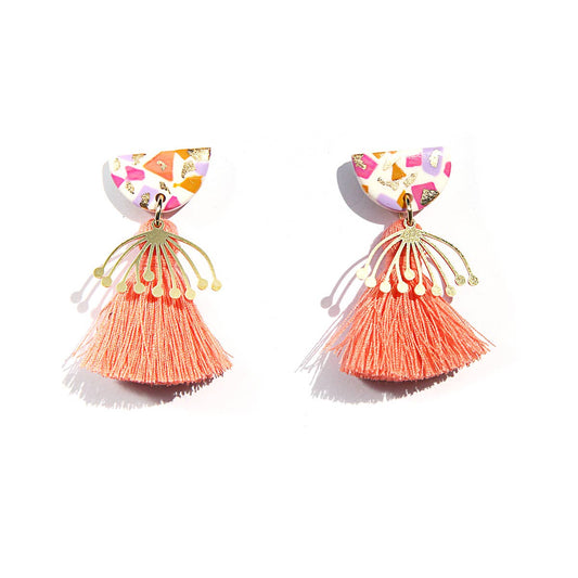 Peach Tassel Earrings