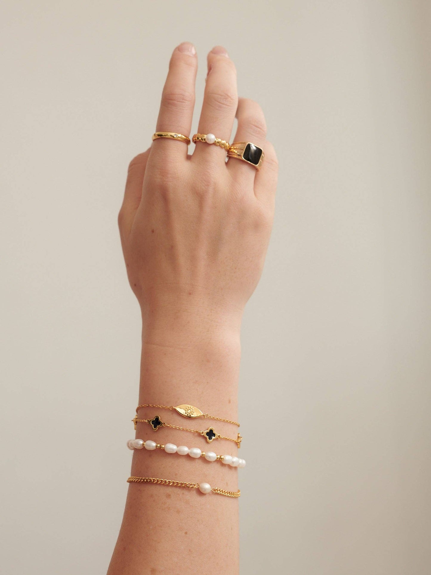 Pearl Beaded 18K Gold Plated Bracelet