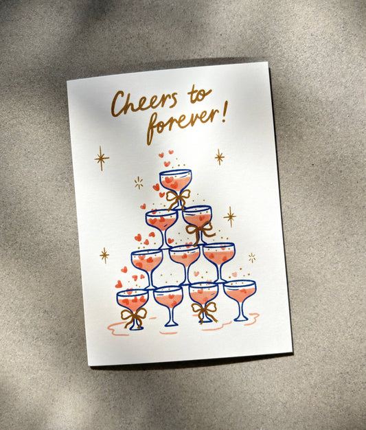 Cheers to Forever Engagement Card