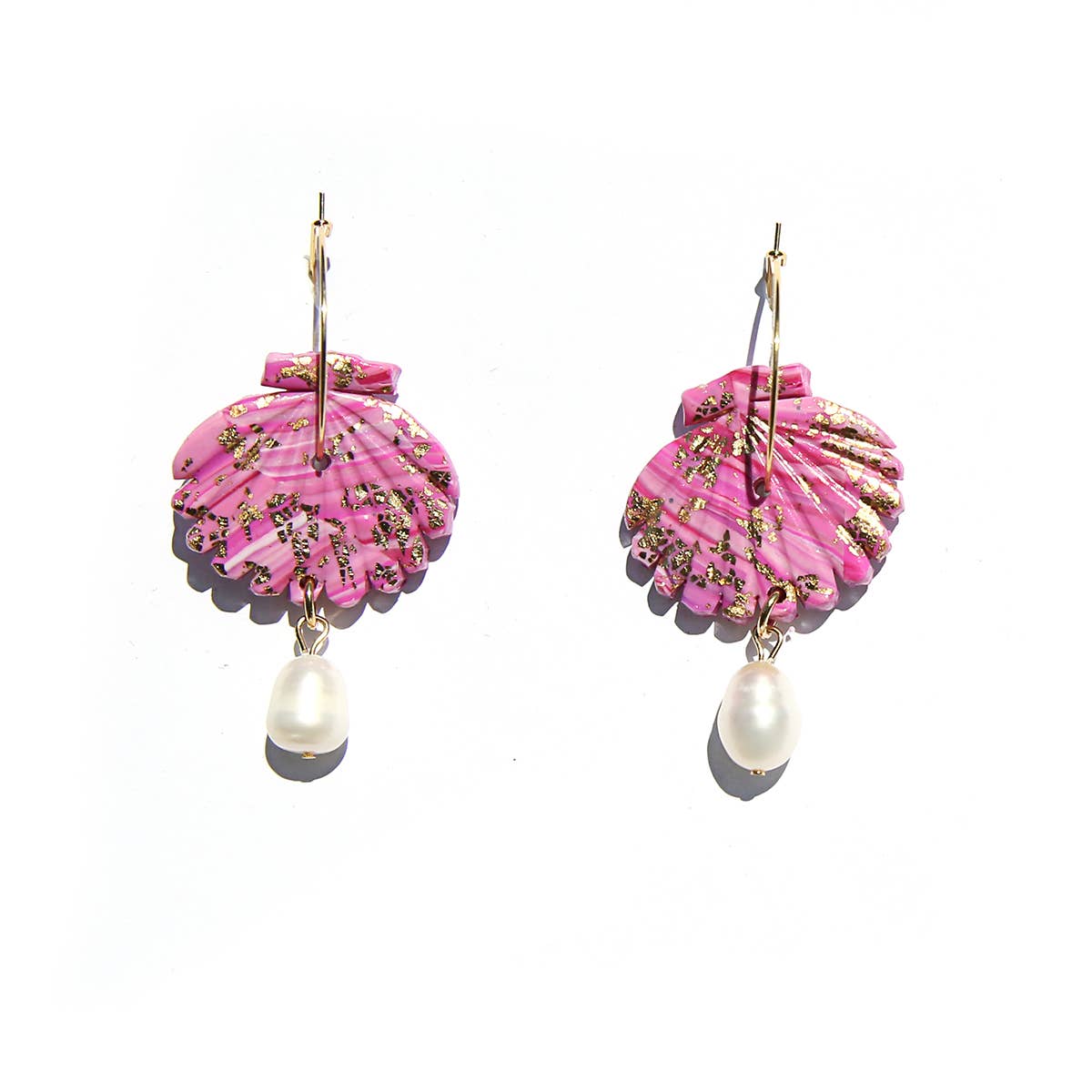 Pink Shell Hoop Earrings