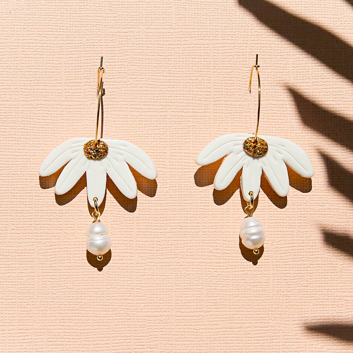 White Pearl Flower Earrings
