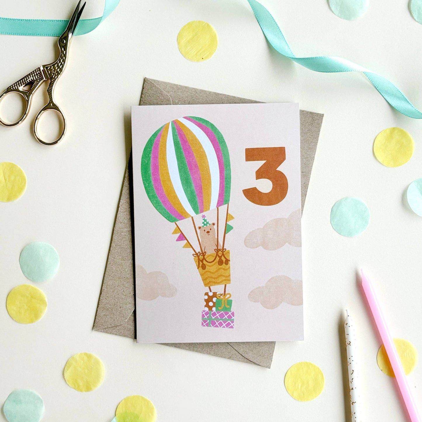 Bear 3rd Birthday Card