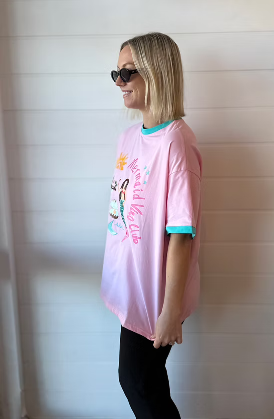 Mermaid Vino Club Tee - Pink