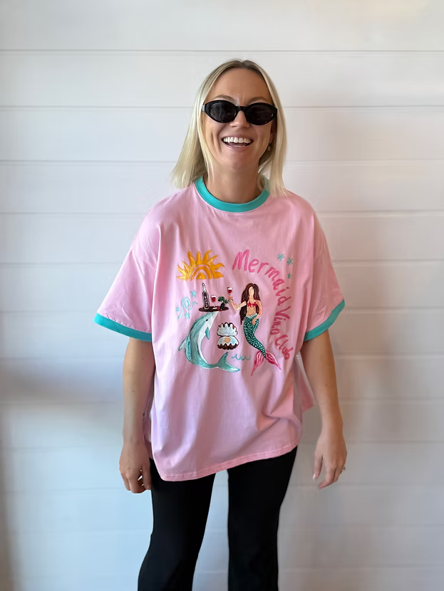 Mermaid Vino Club Tee - Pink