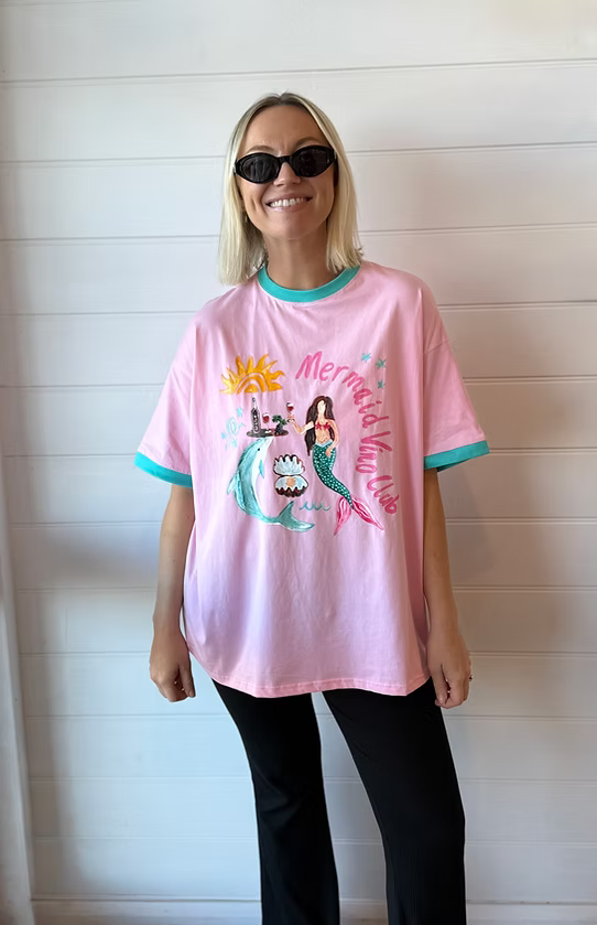 Mermaid Vino Club Tee - Pink