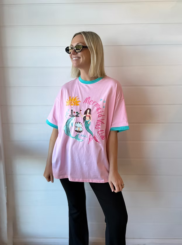 Mermaid Vino Club Tee - Pink