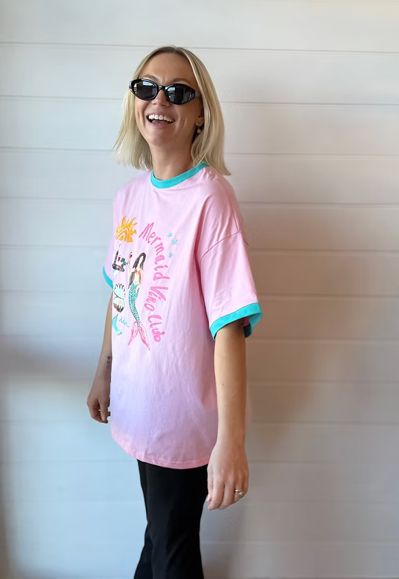 Mermaid Vino Club Tee - Pink