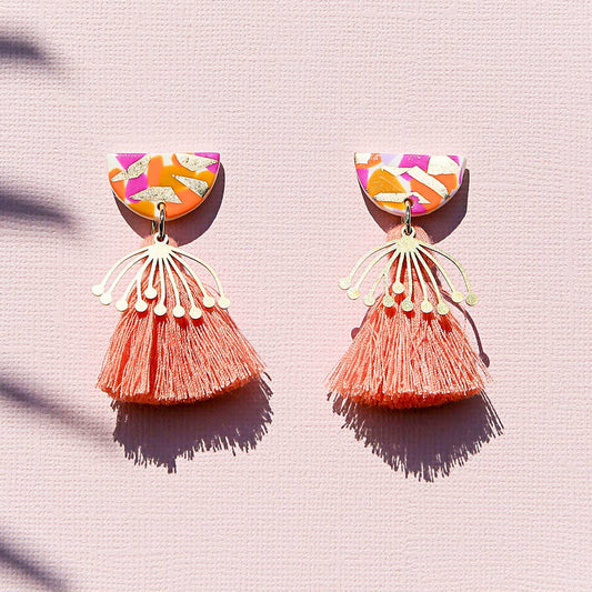 Peach Tassel Earrings