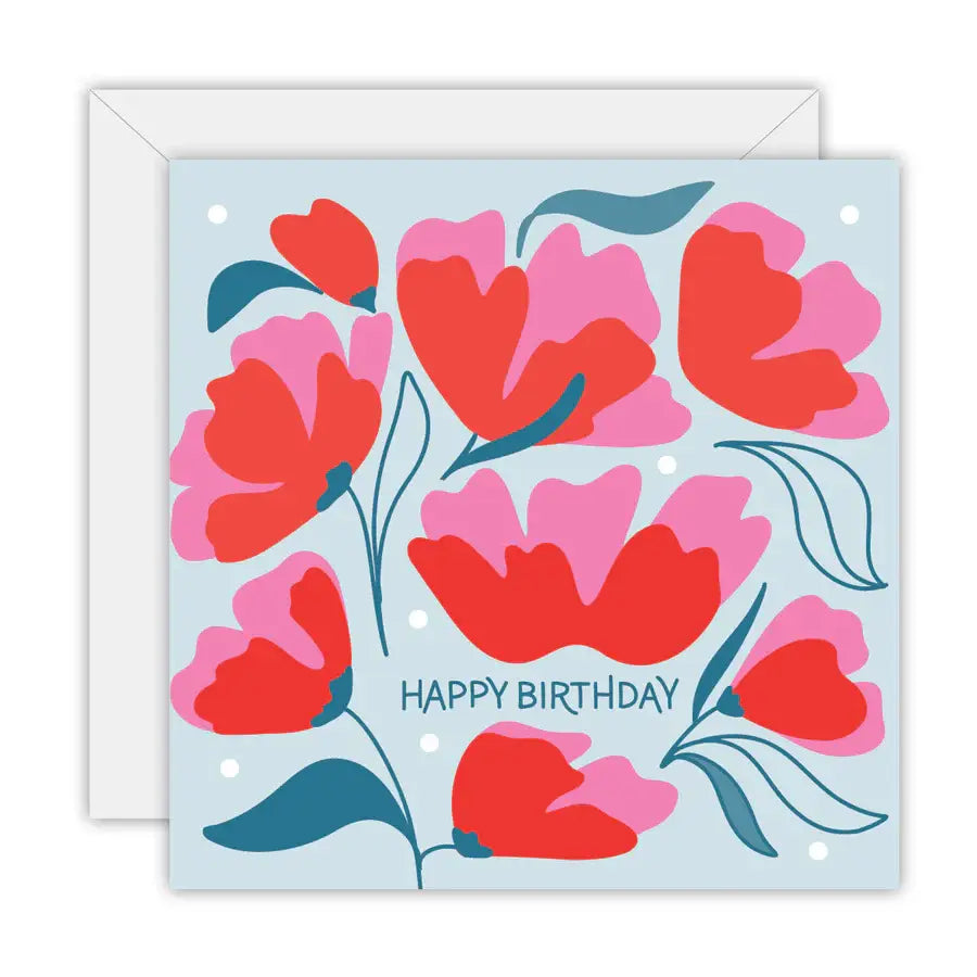 Happy Birthday - Floral - Greeting Card: Rectange