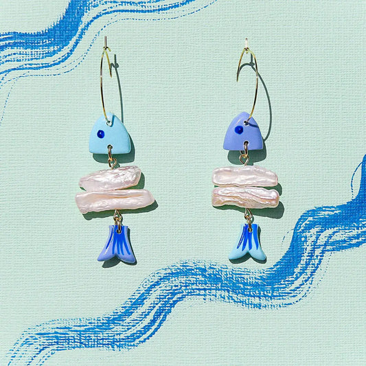 Fish Bone Hoop Earrings