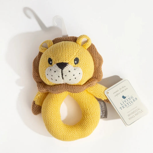 Knitted Ring Rattle - Leo the Lion