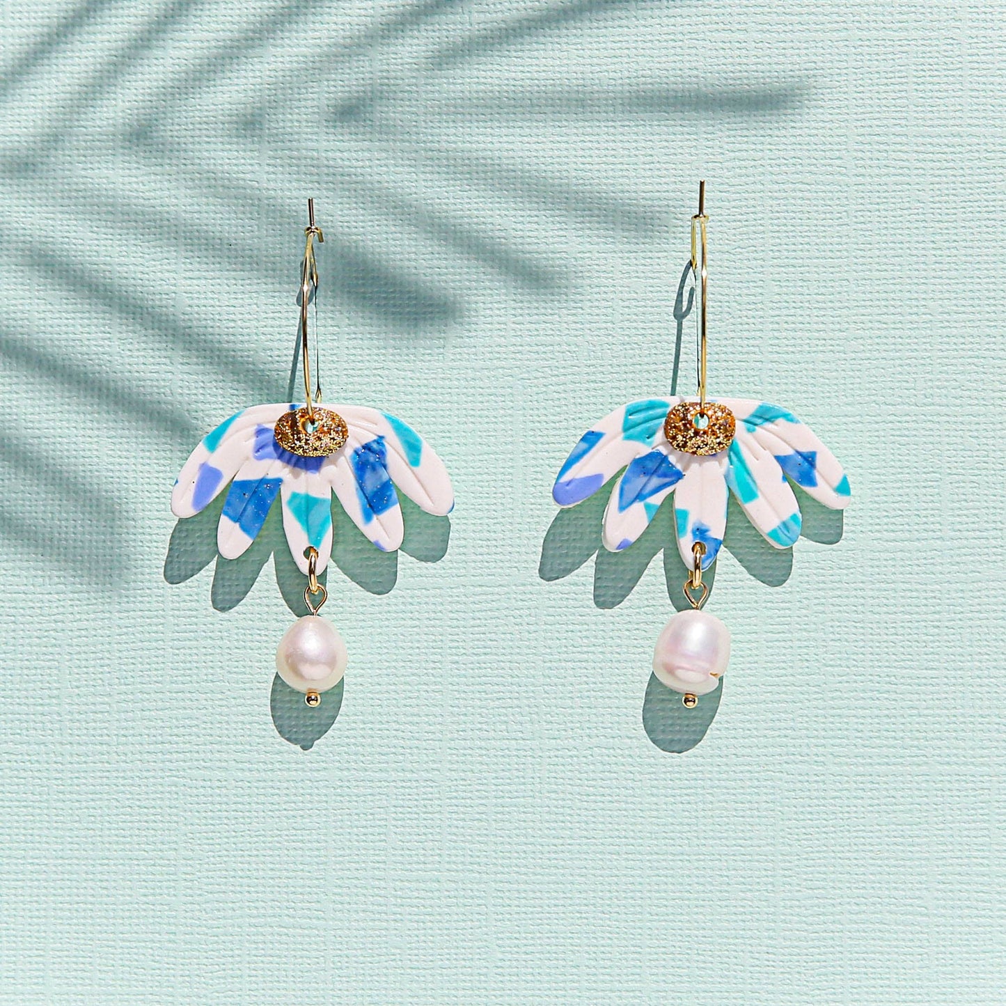 Confetti Blue Flower Earrings