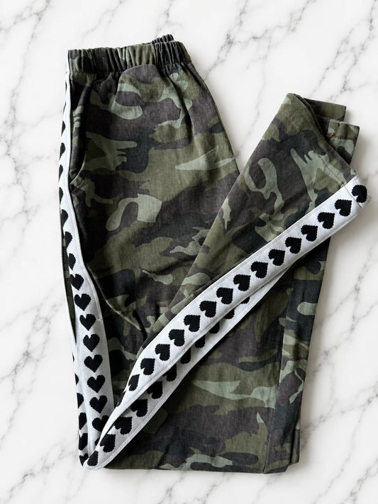 Dark Camo Black Hearts Denim Racer Pants