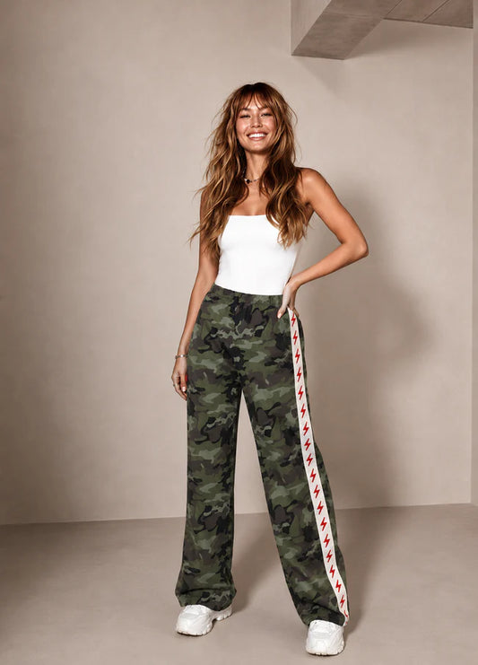 Dark Camo Lightning Bolt Denim Racer Pants