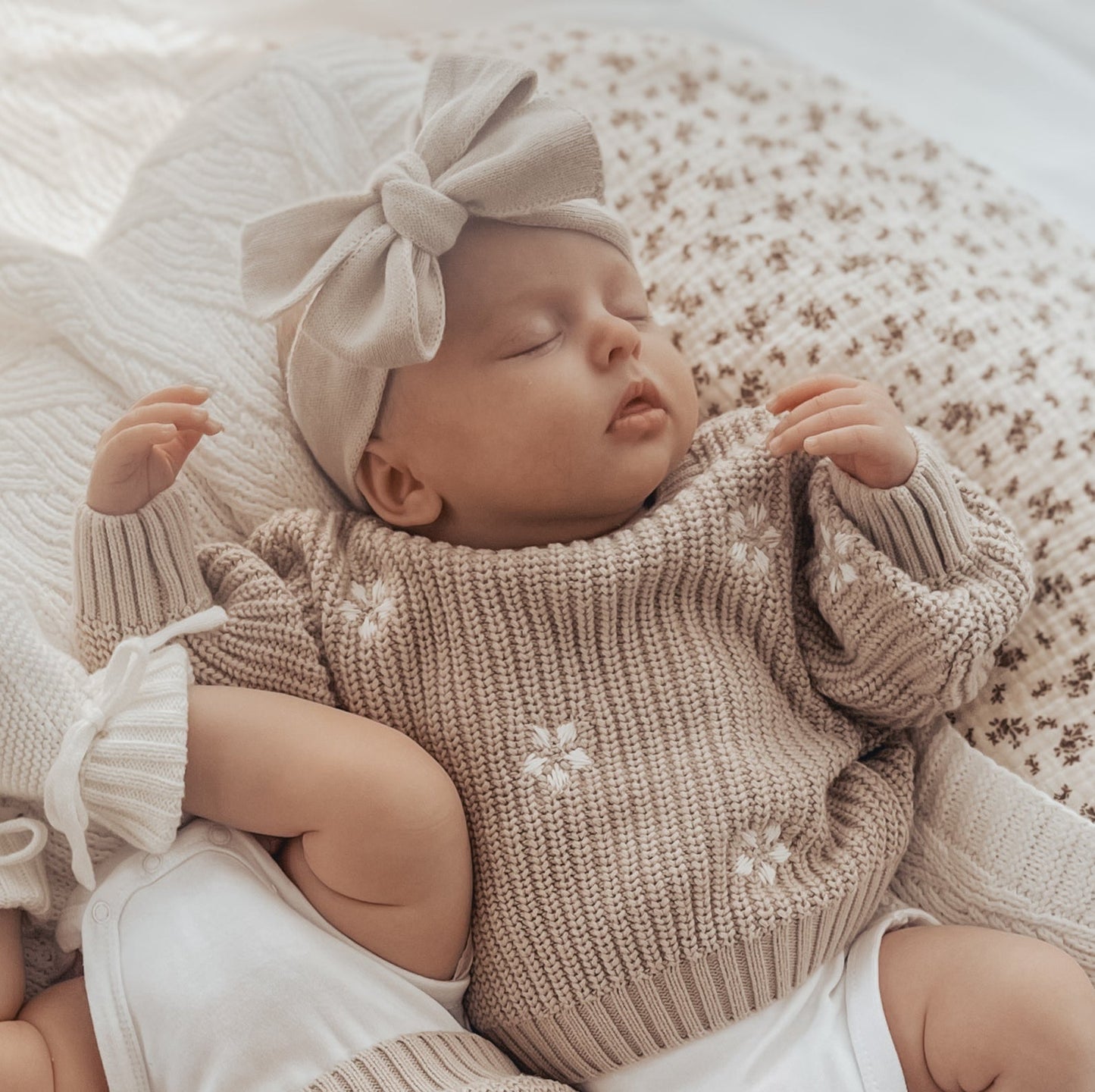 Chunky Knit Jumper with Flowers