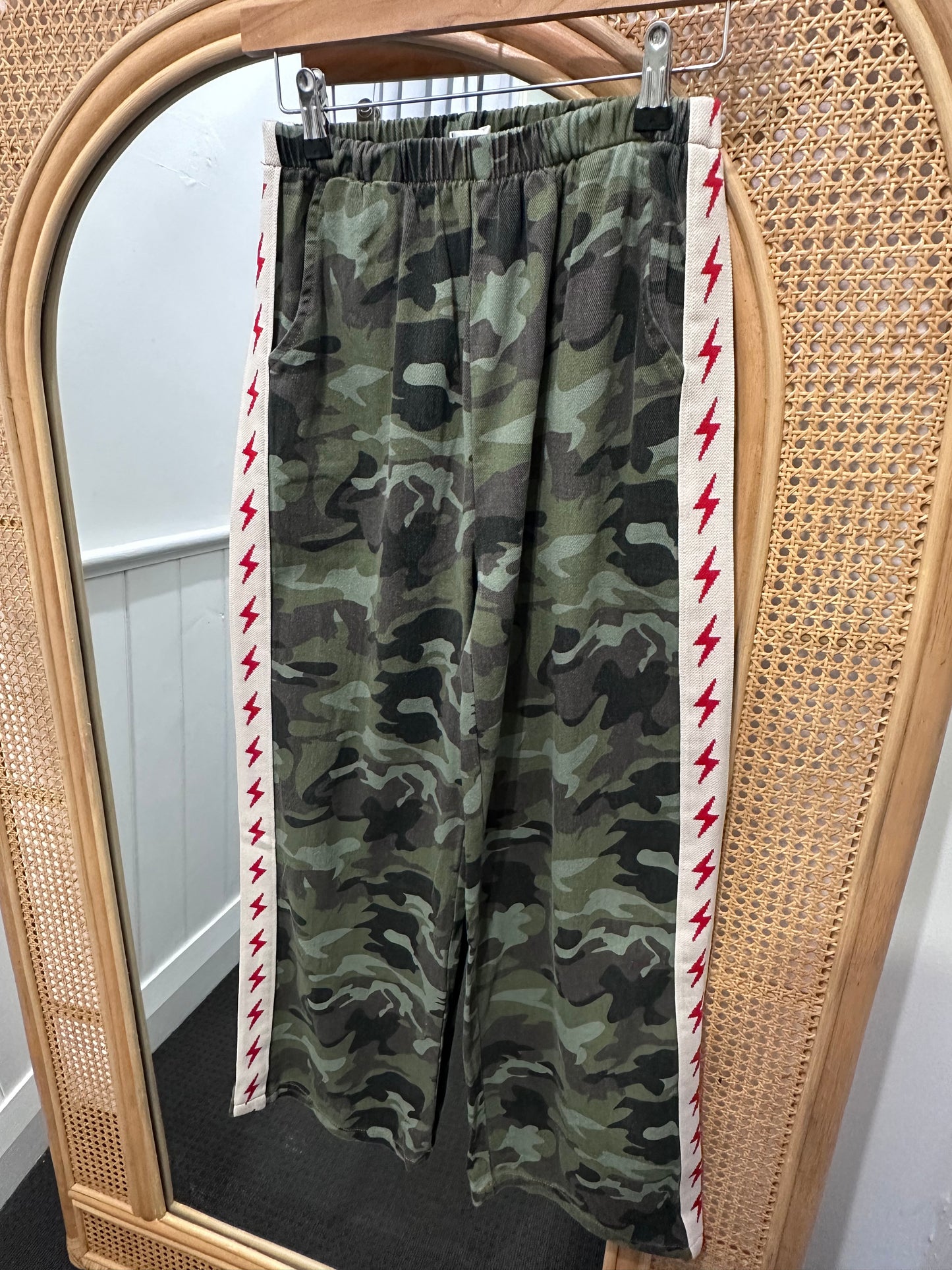 Dark Camo Lightning Bolt Denim Racer Pants