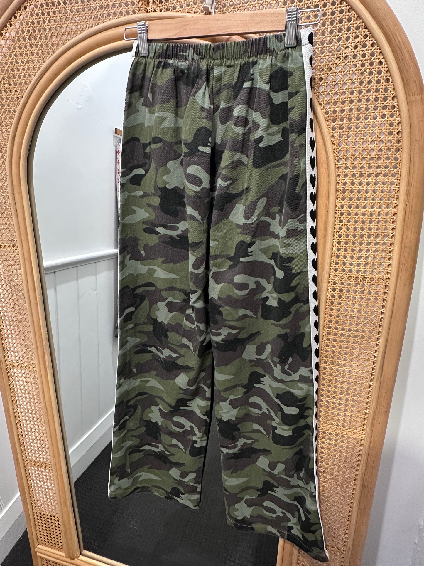 Dark Camo Black Hearts Denim Racer Pants