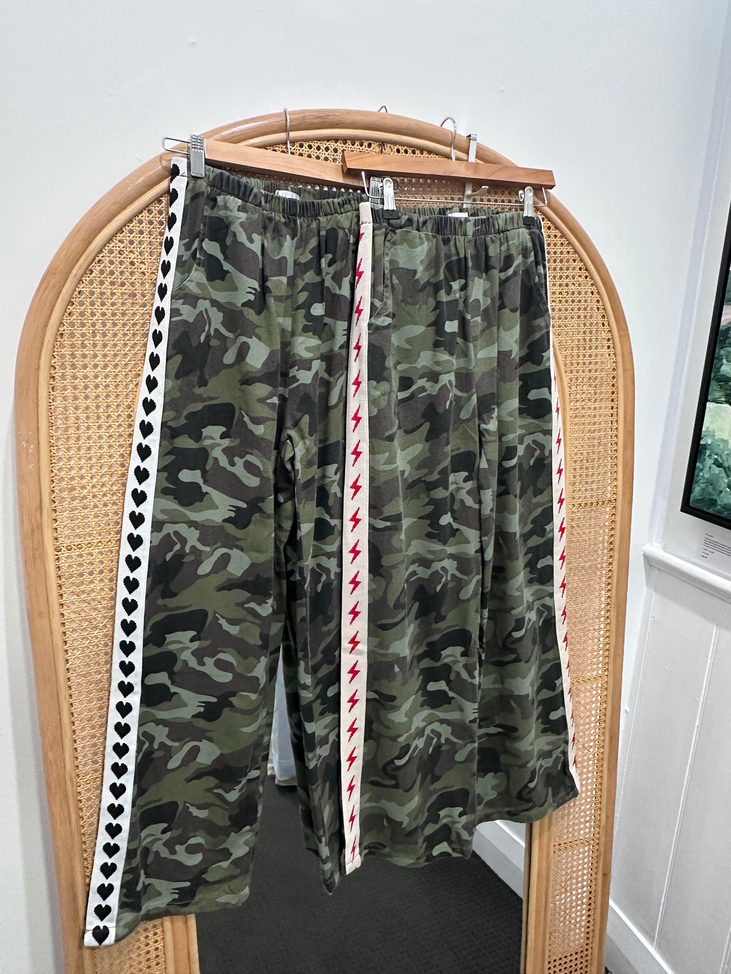 Dark Camo Lightning Bolt Denim Racer Pants