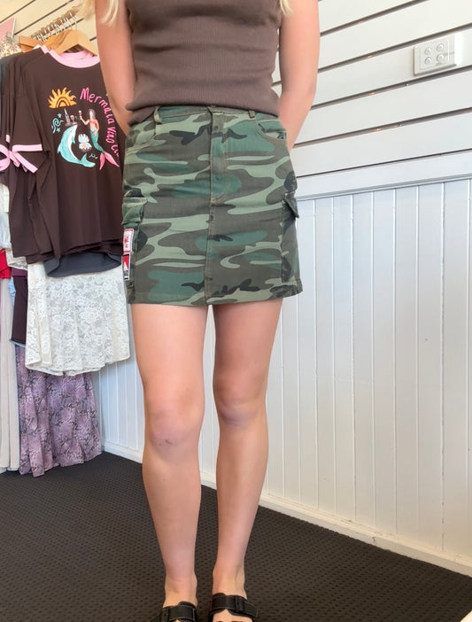 Dark Camo Cargo Skirt