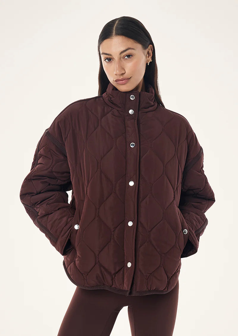 Surge quilt jacket in mahogany