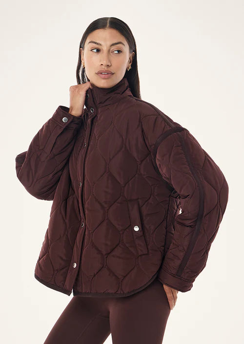 Surge quilt jacket in mahogany