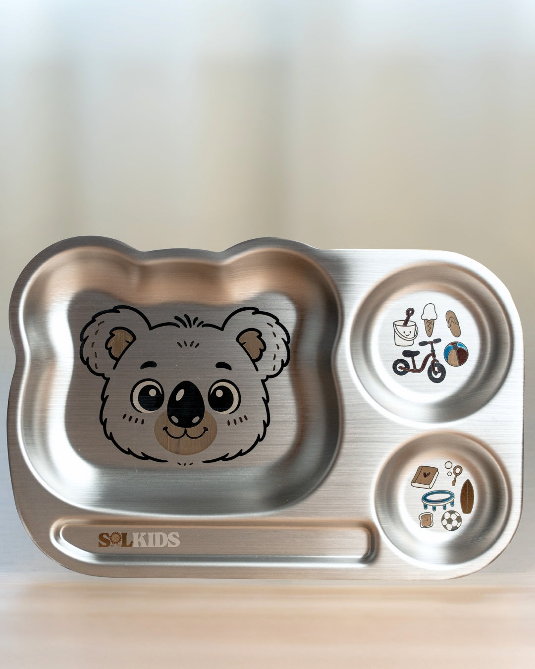 Divided Stainless Steel Kids Plate - Wombat or Koala