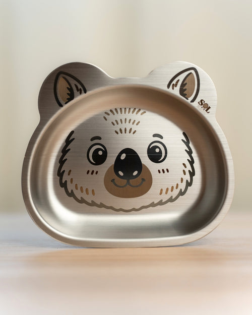 Small Stainless Steel Kids Plate - Wombat or Koala