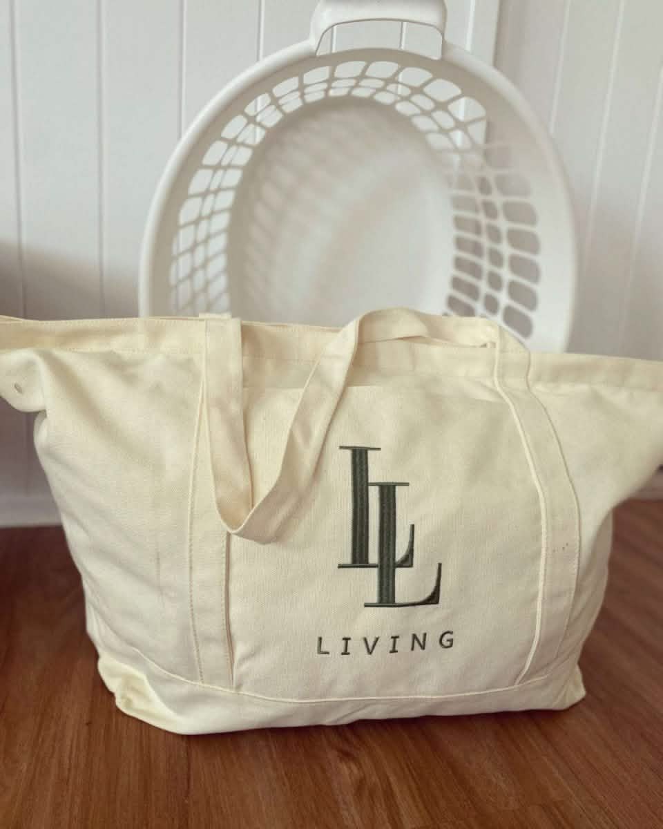 Extra Large Canvas Tote Bag - Living LaundryLBG - NAT - ZIP