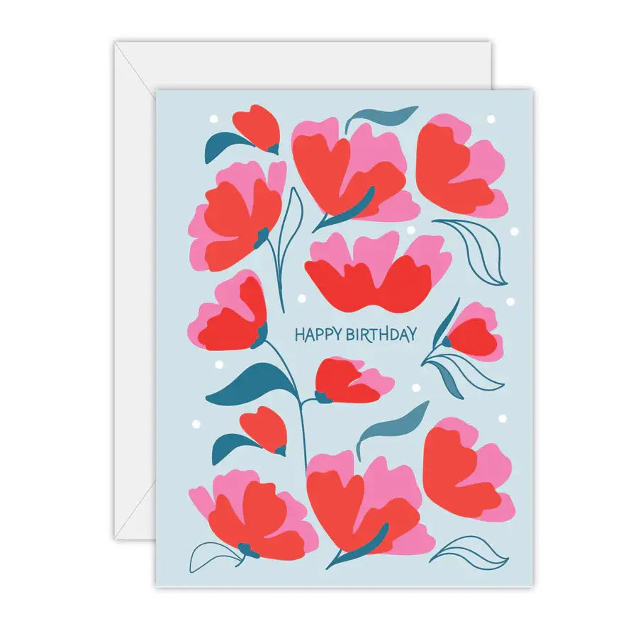 Happy Birthday - Floral - Greeting Card: Rectange