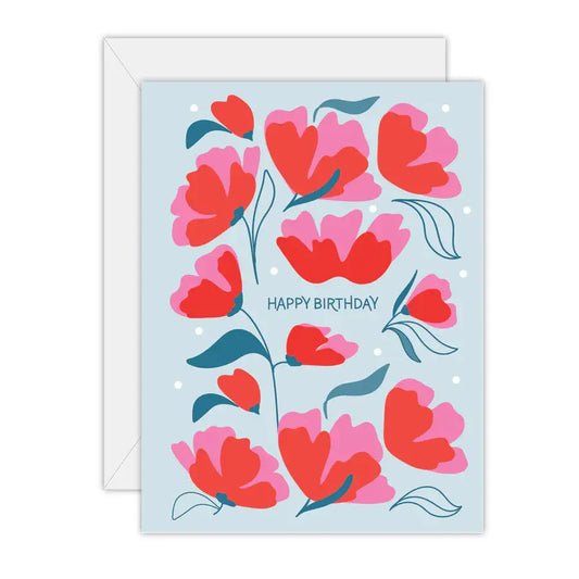 Happy Birthday - Floral - Greeting Card: Rectange