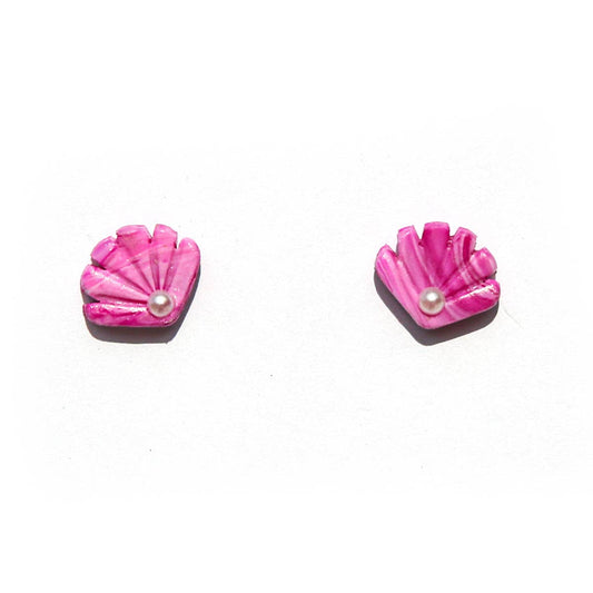 Pink Shell Stud Earrings